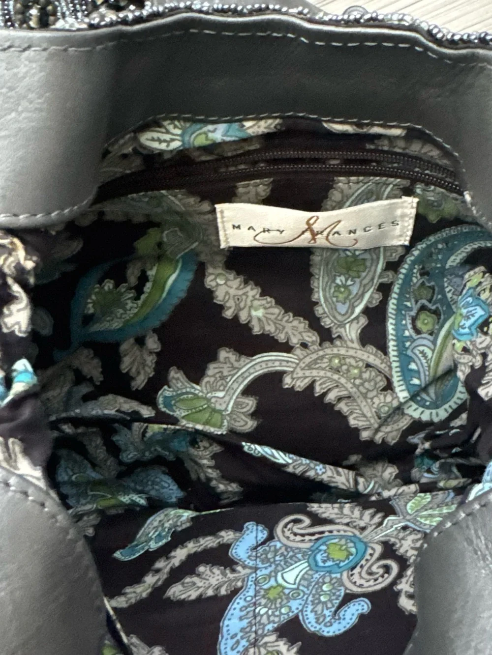 Mary Frances Embellished Leather Studded Hobo Bag Beaded Boho Purse